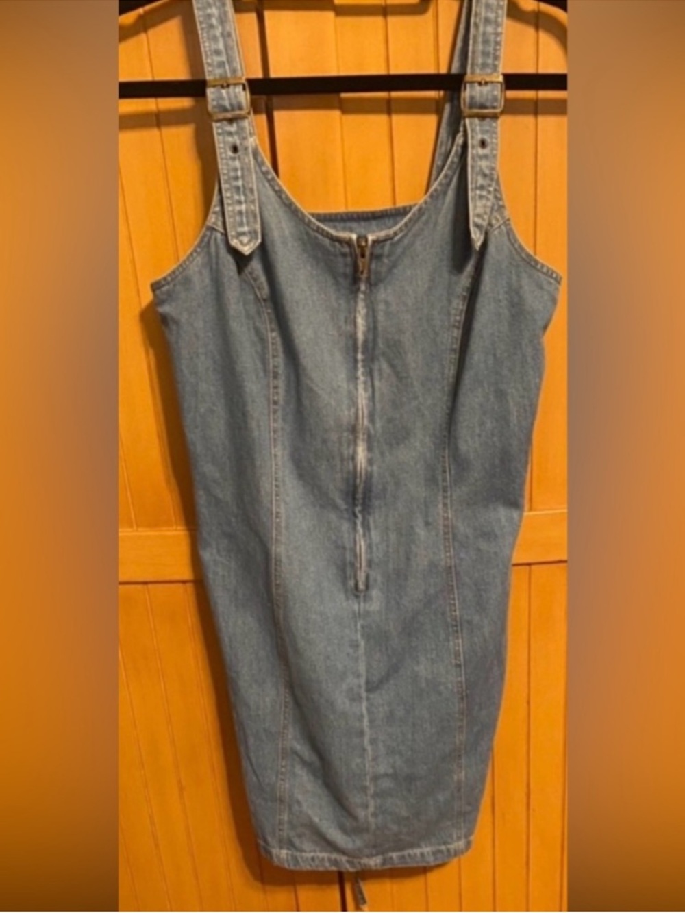 Vintage Classic Denim Pinafore Dress - Blue Size 9/10